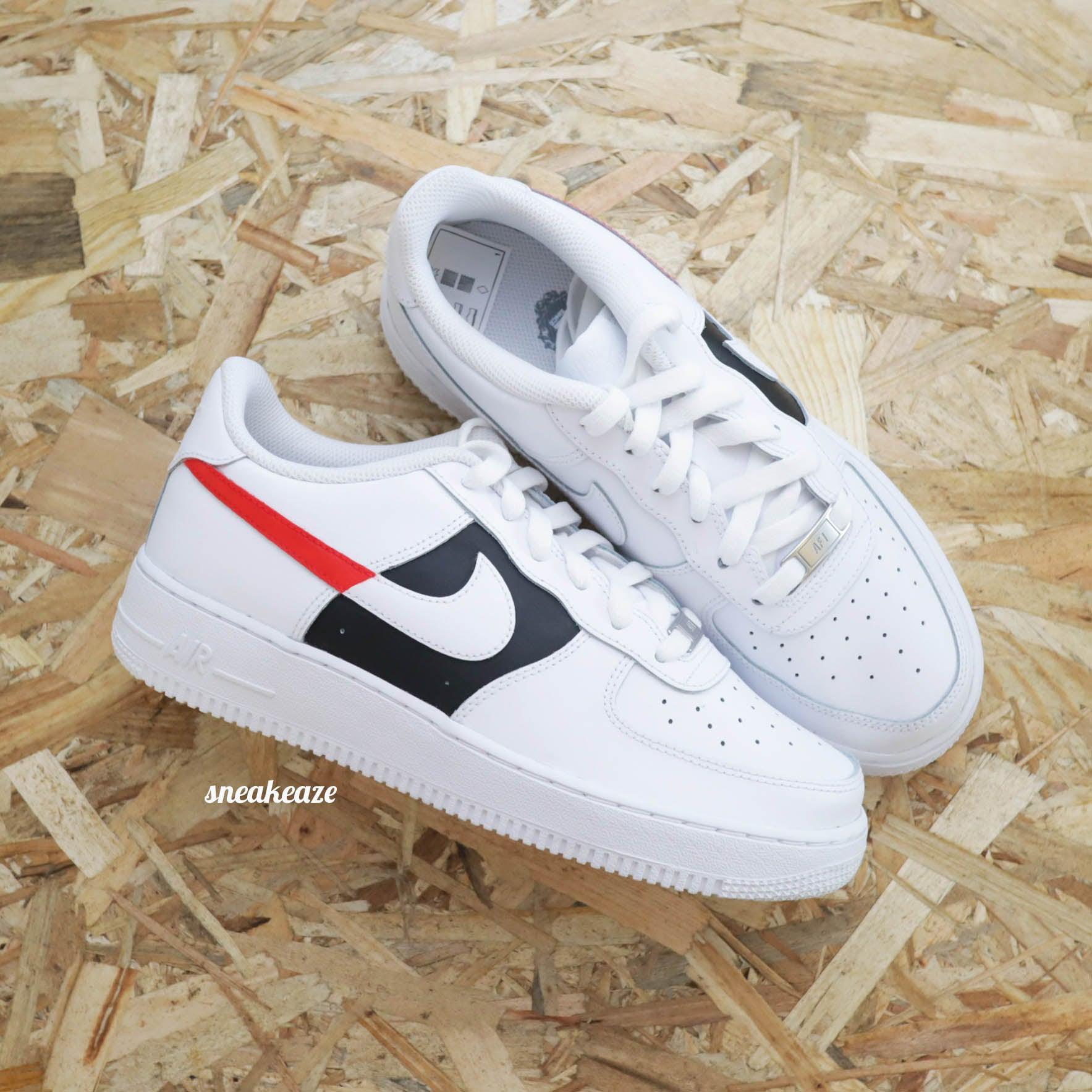 baskets nike air force 1 customs dual bicolore pastel baby blue baby pink skz sneakeaze