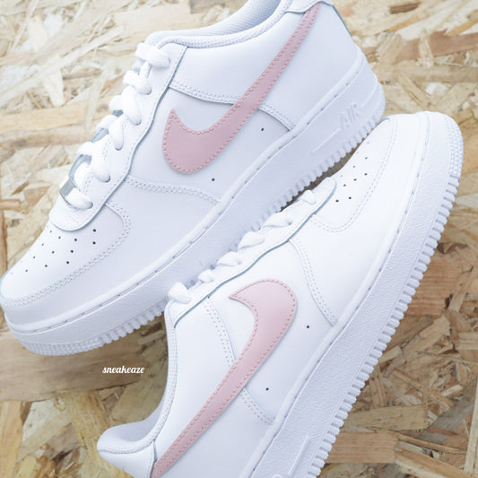 nike air force 1 custom color swoosh rose pastel - sneakeaze customs skz