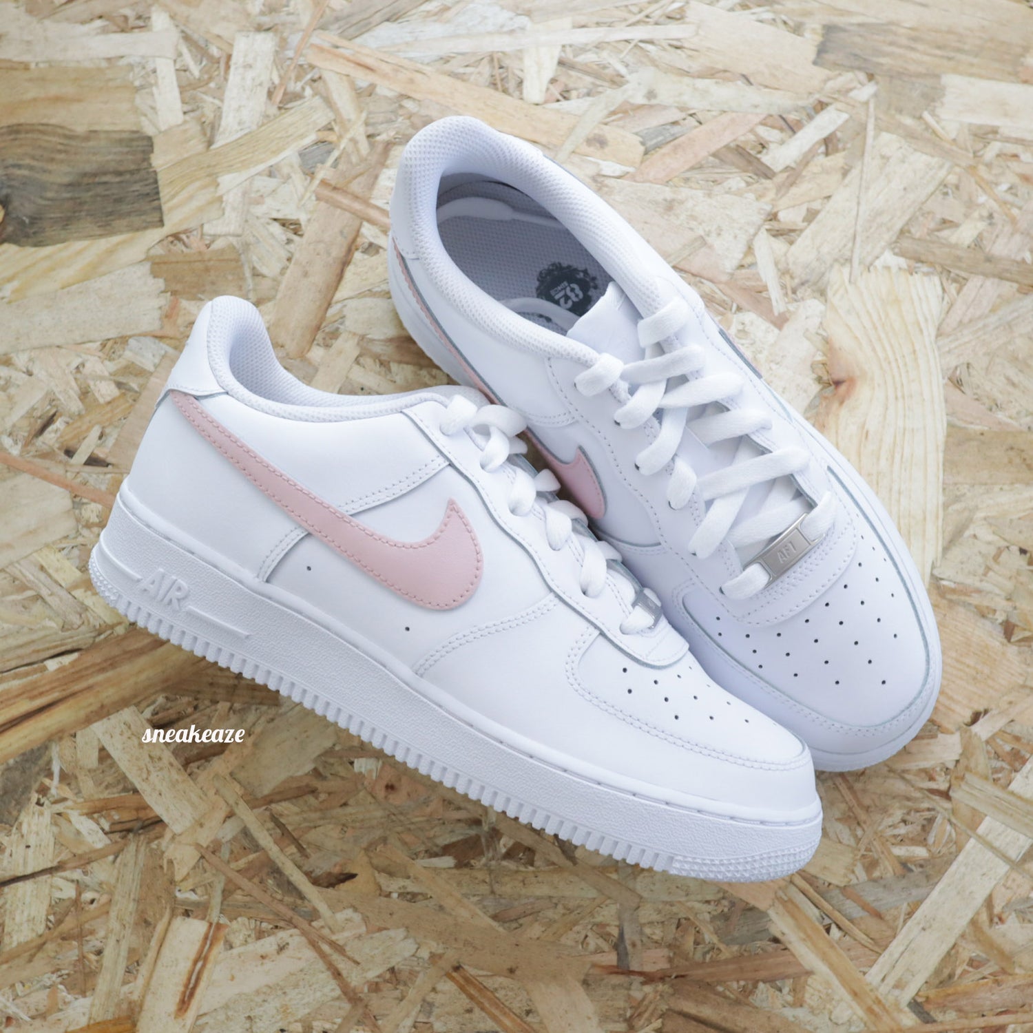 nike air force 1 custom color swoosh rose pastel - sneakeaze customs skz