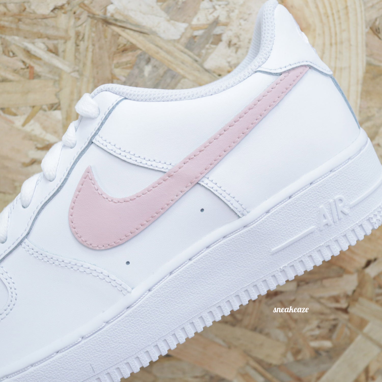 nike air force 1 custom color swoosh rose pastel - sneakeaze customs skz