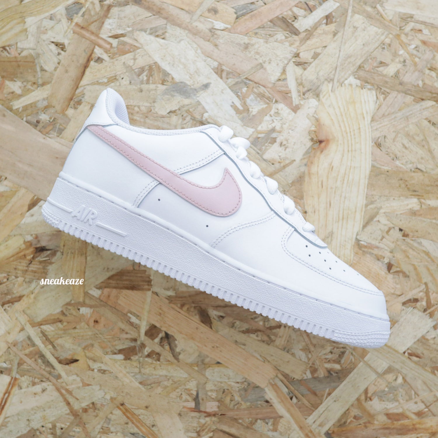nike air force 1 custom color swoosh rose pastel - sneakeaze customs skz