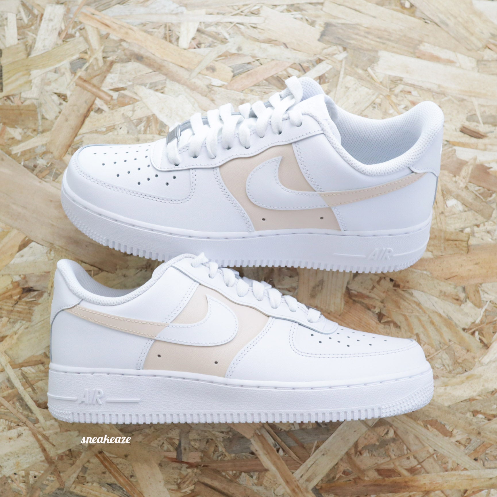 Nike Air Force 1 custom Dual beige pastel - Sneakeaze Customs SKZ