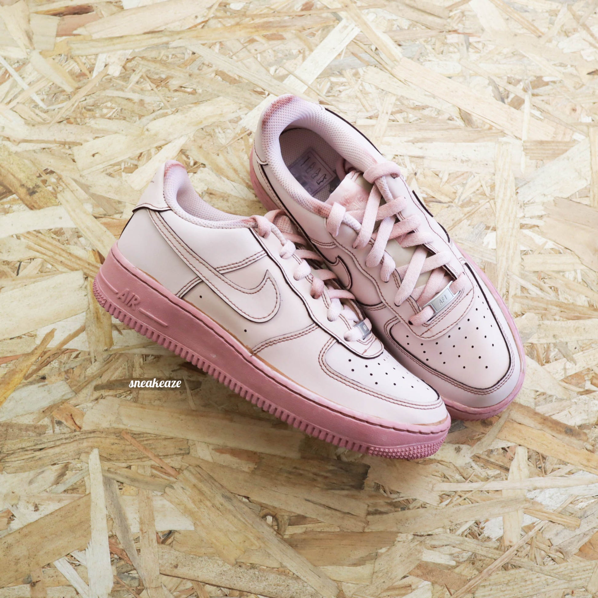 baskets nike air force 1 custom pink dye sneakers custom rose air force pastel pour femme