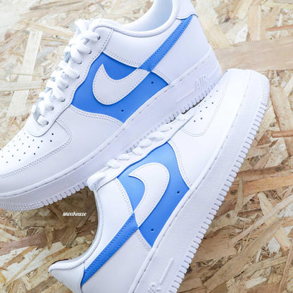 nike air force 1 custom - dual bleu - sneakeaze customs skz