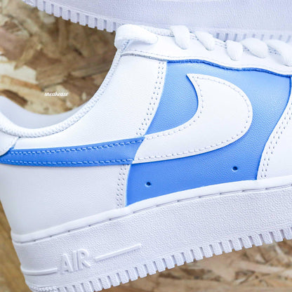 nike air force 1 custom - dual bleu - sneakeaze customs skz