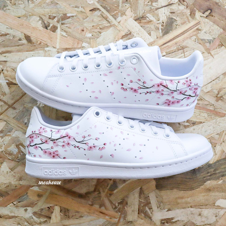 baskets adidas stan smith custom sakura cherry blossom pastel sneakers skz sneakeaze