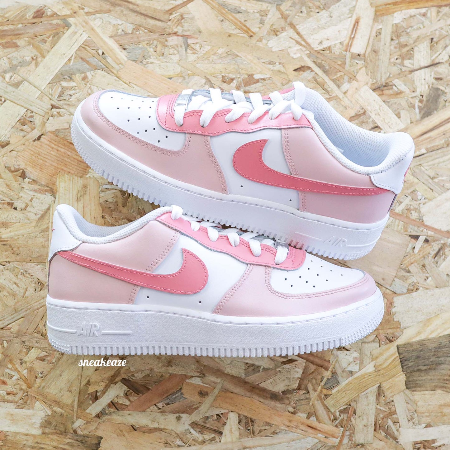 Nike air force 1 custom rose pastel basket personnalisées pour femme rose bonbon af1 pink sneakers custom pastel