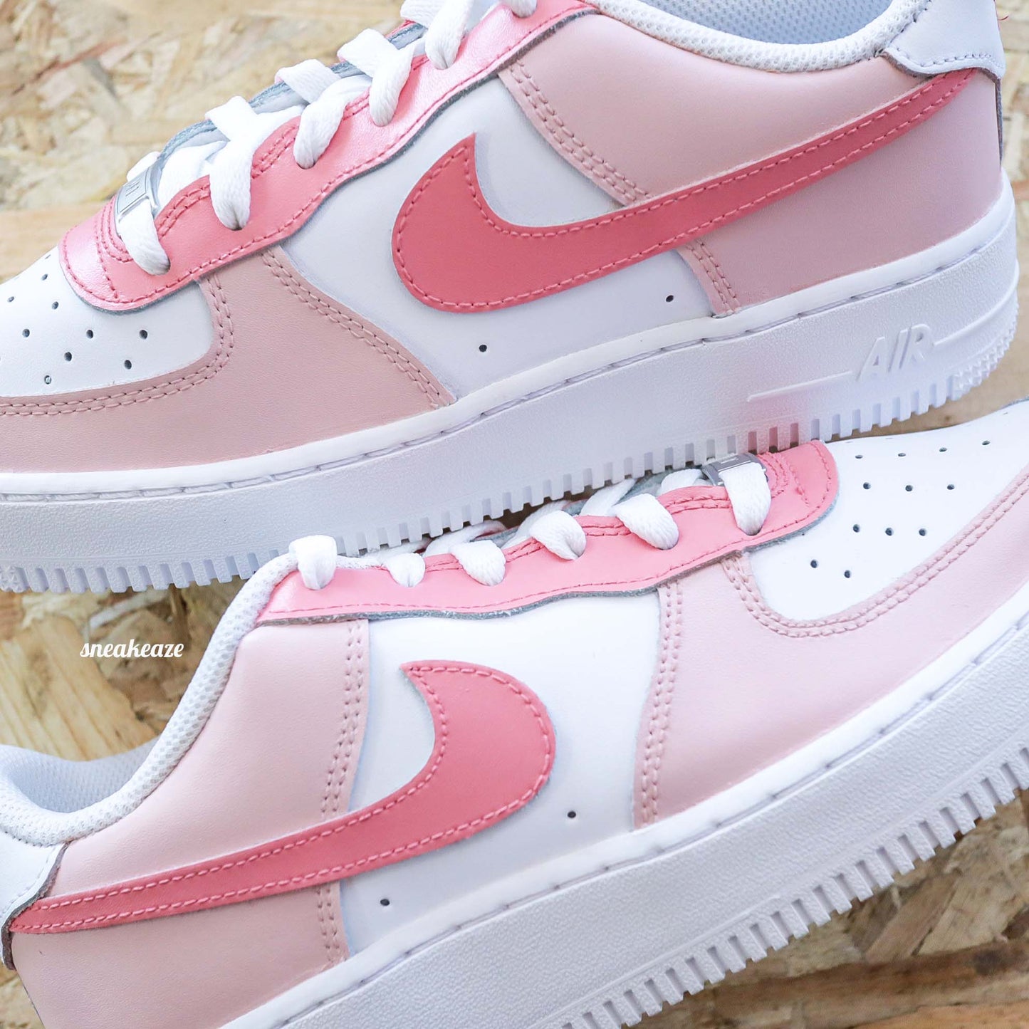 Nike air force 1 custom rose pastel basket personnalisées pour femme rose bonbon af1 pink sneakers custom pastel