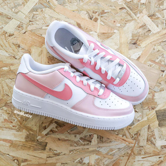 Nike air force 1 custom rose pastel basket personnalisées pour femme rose bonbon af1 pink sneakers custom pastel