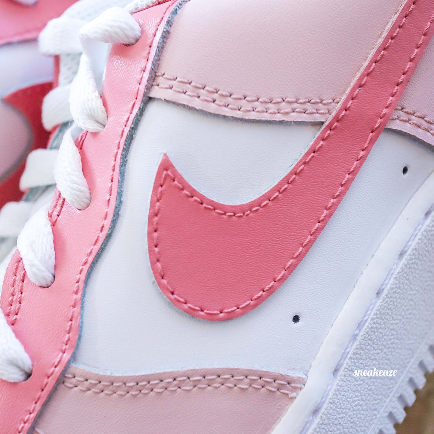 Nike air force 1 custom rose pastel basket personnalisées pour femme rose bonbon af1 pink sneakers custom pastel