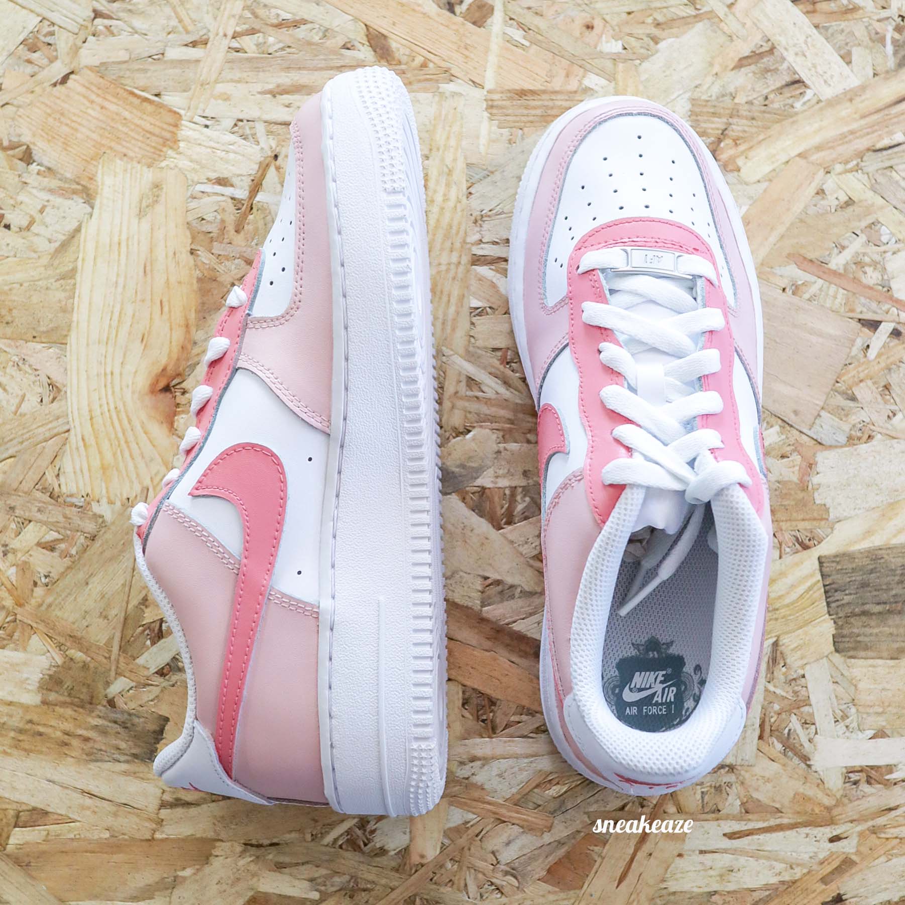 Nike air force 1 custom rose pastel basket personnalisées pour femme rose bonbon af1 pink sneakers custom pastel