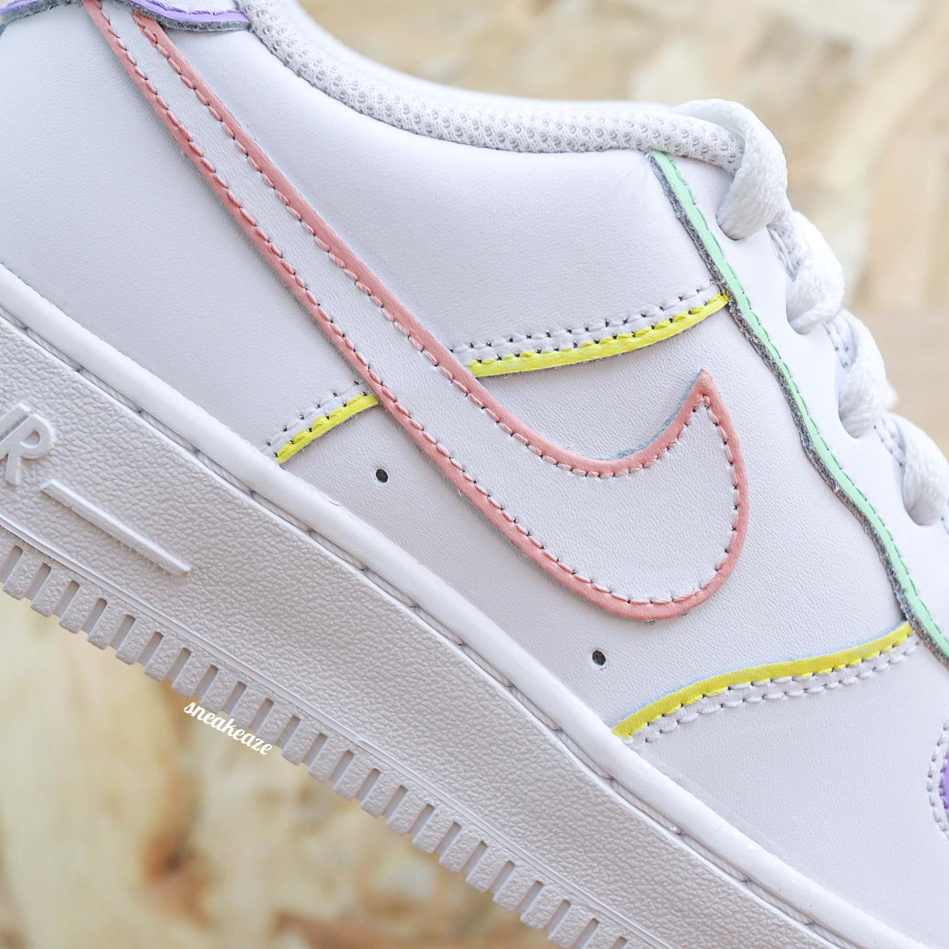 air force 1 custom outline pastel af1 sneakers rose et lila