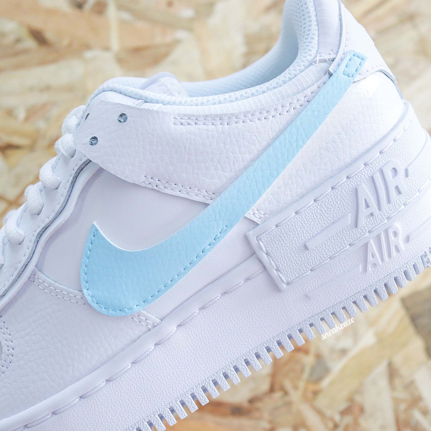 Baskets Air force 1 shadow customs pastel swoosh couleur baby blueneakeaze customs skz