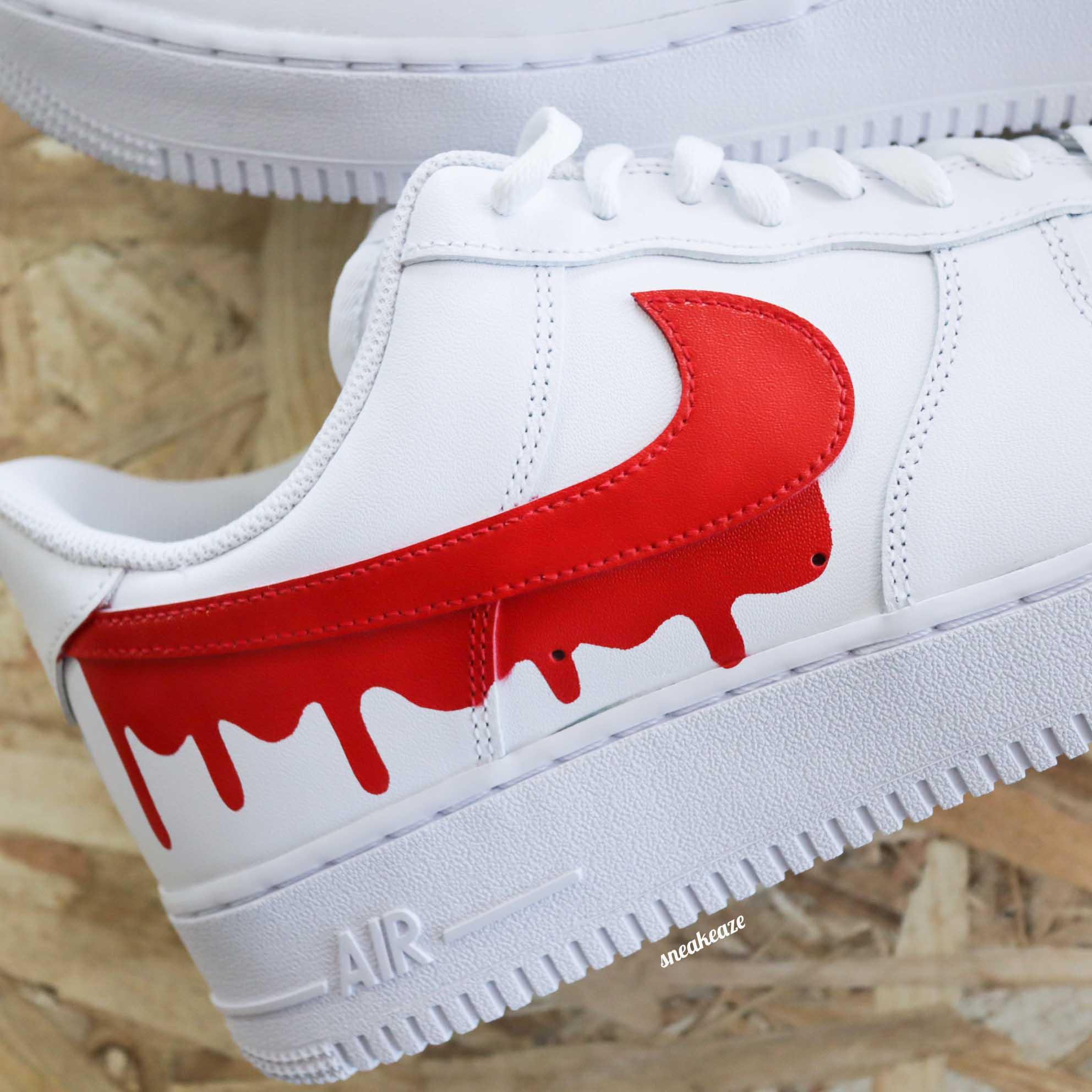 Nike air force 1 red and white high top online