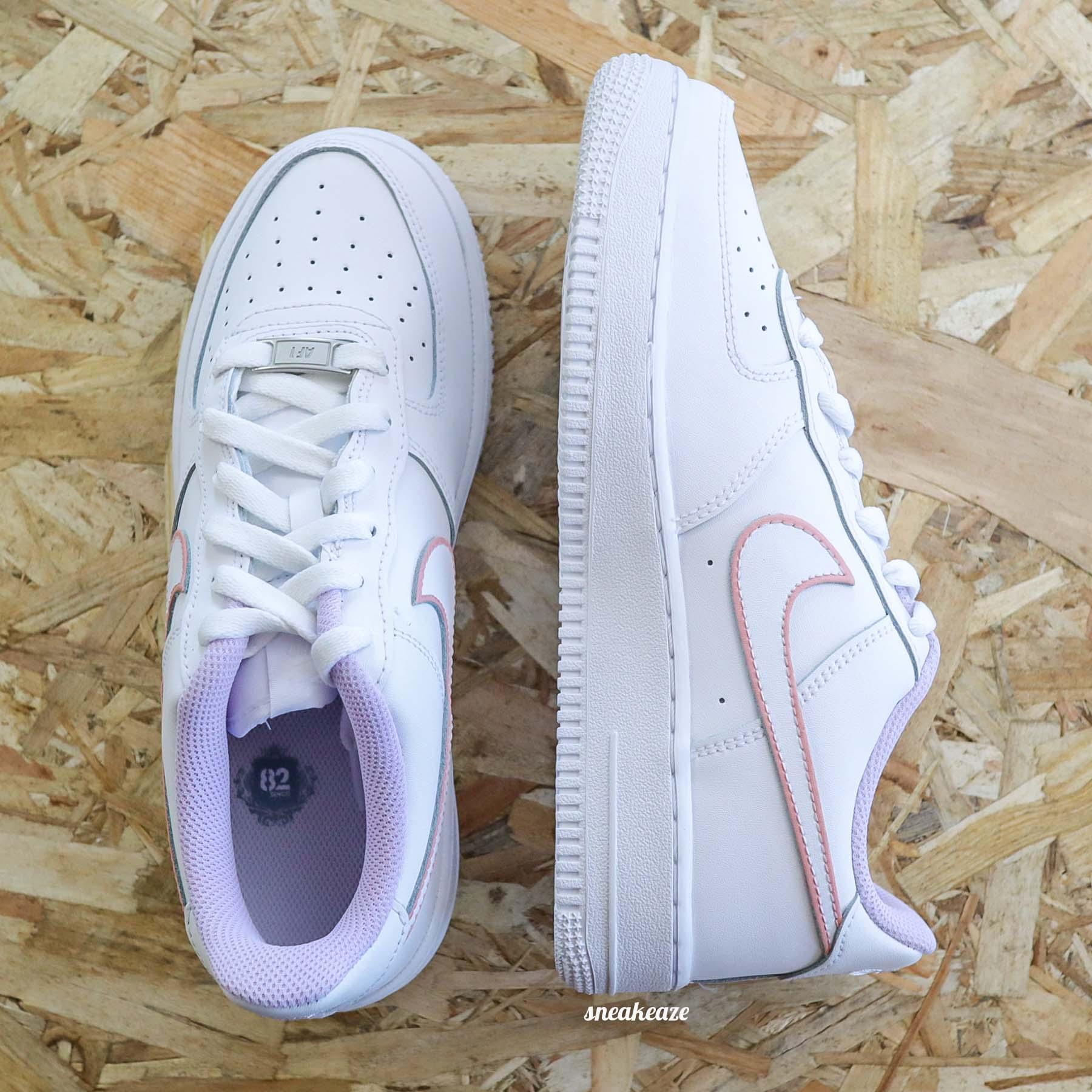 baskets air force 1 customs silhouette outline lila rose pastel sneakeaze customs skz