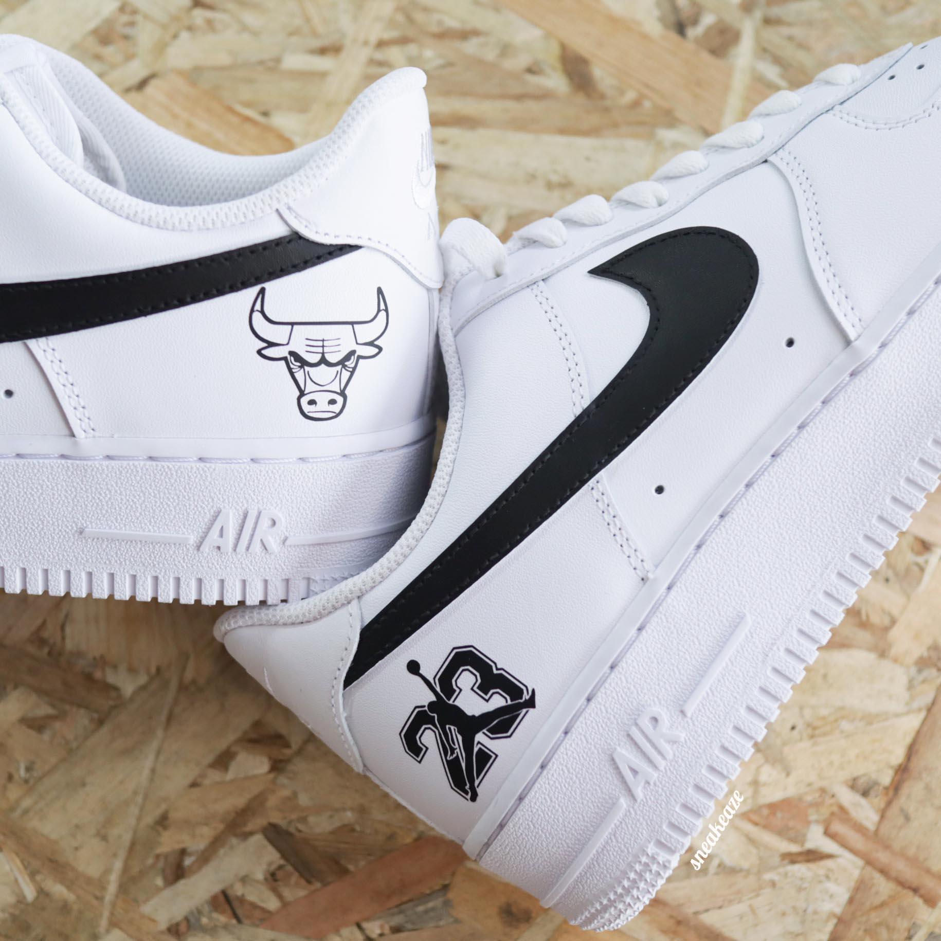 baskets custom air force 1 michael jordan bulls NBA 23 sneakeaze customs skz