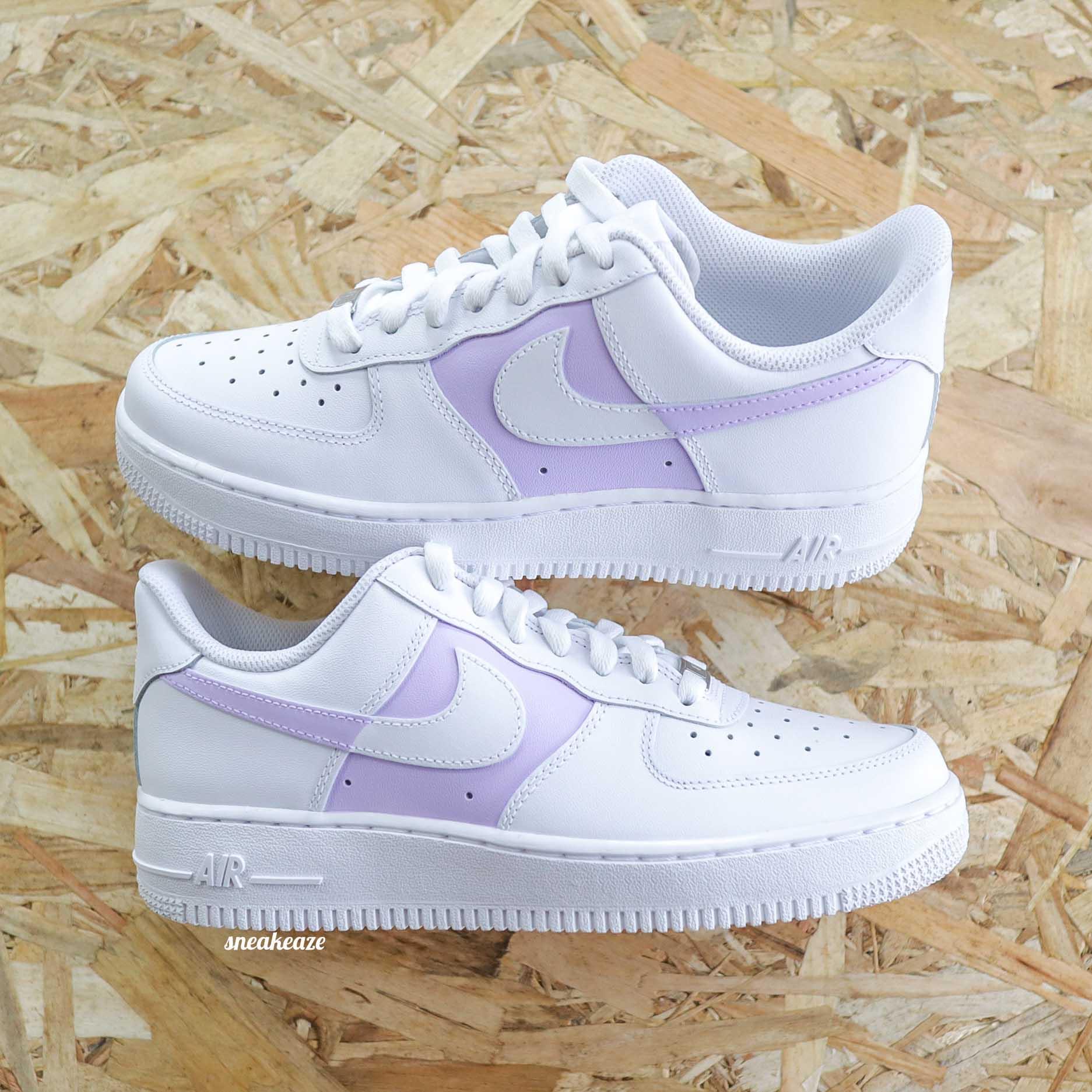 nike air force 1 custom lila pastel sneakers pour femme af1 sneakeaze 