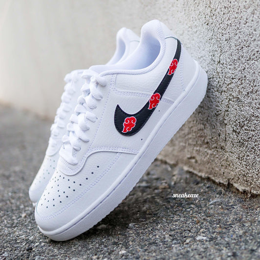 baskets nike court vision custom akatsuki manga japonais naruto - personnalisées à la main - sneakeaze customs skz