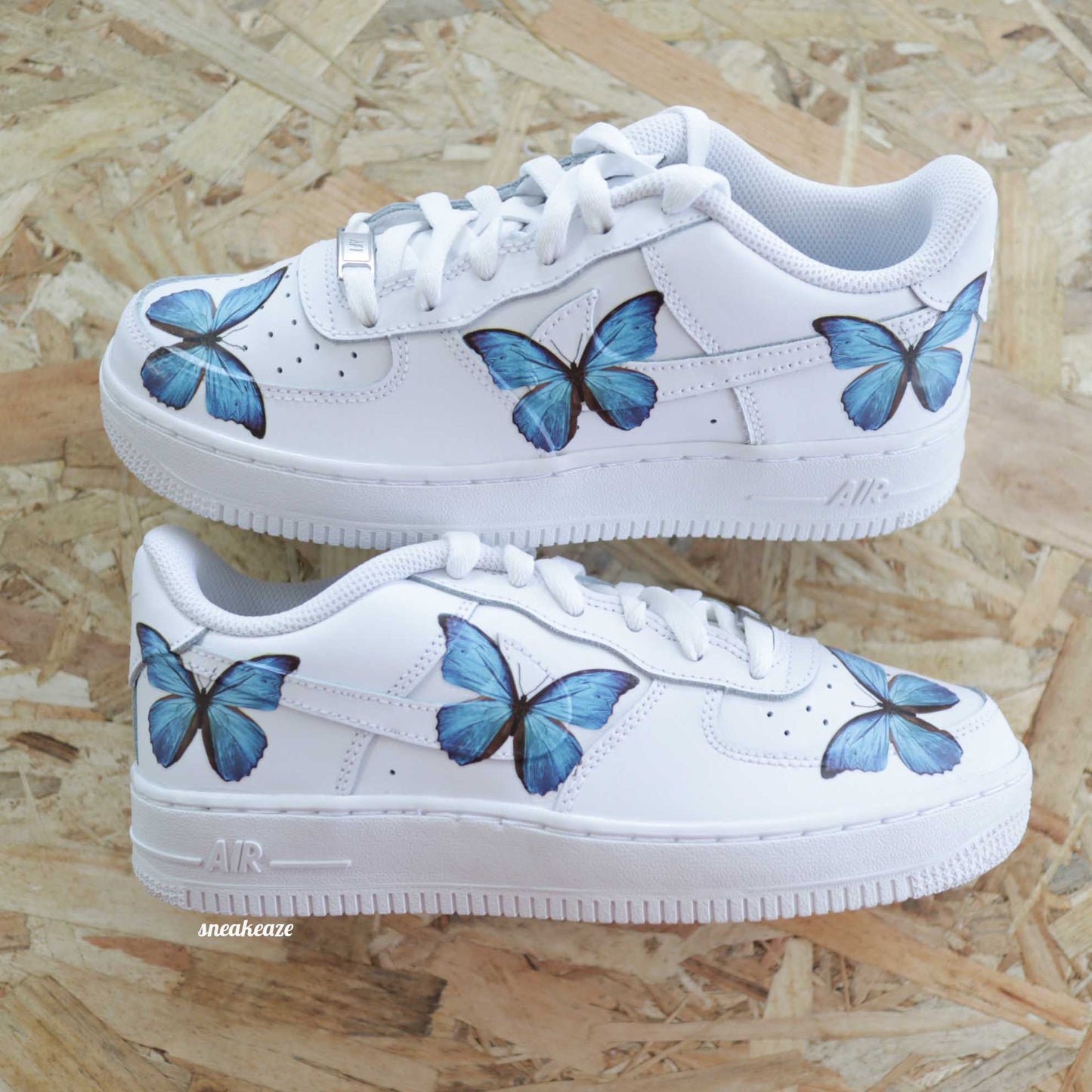 nike air force 1 custom papillon bleu sneakers pastel af1 sneakeaze