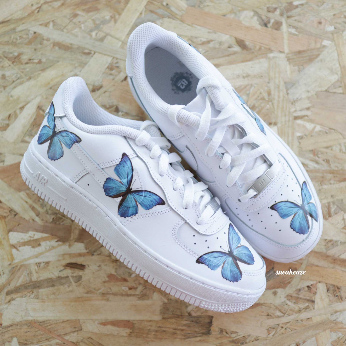 nike air force 1 custom papillon bleu sneakers pastel af1 sneakeaze