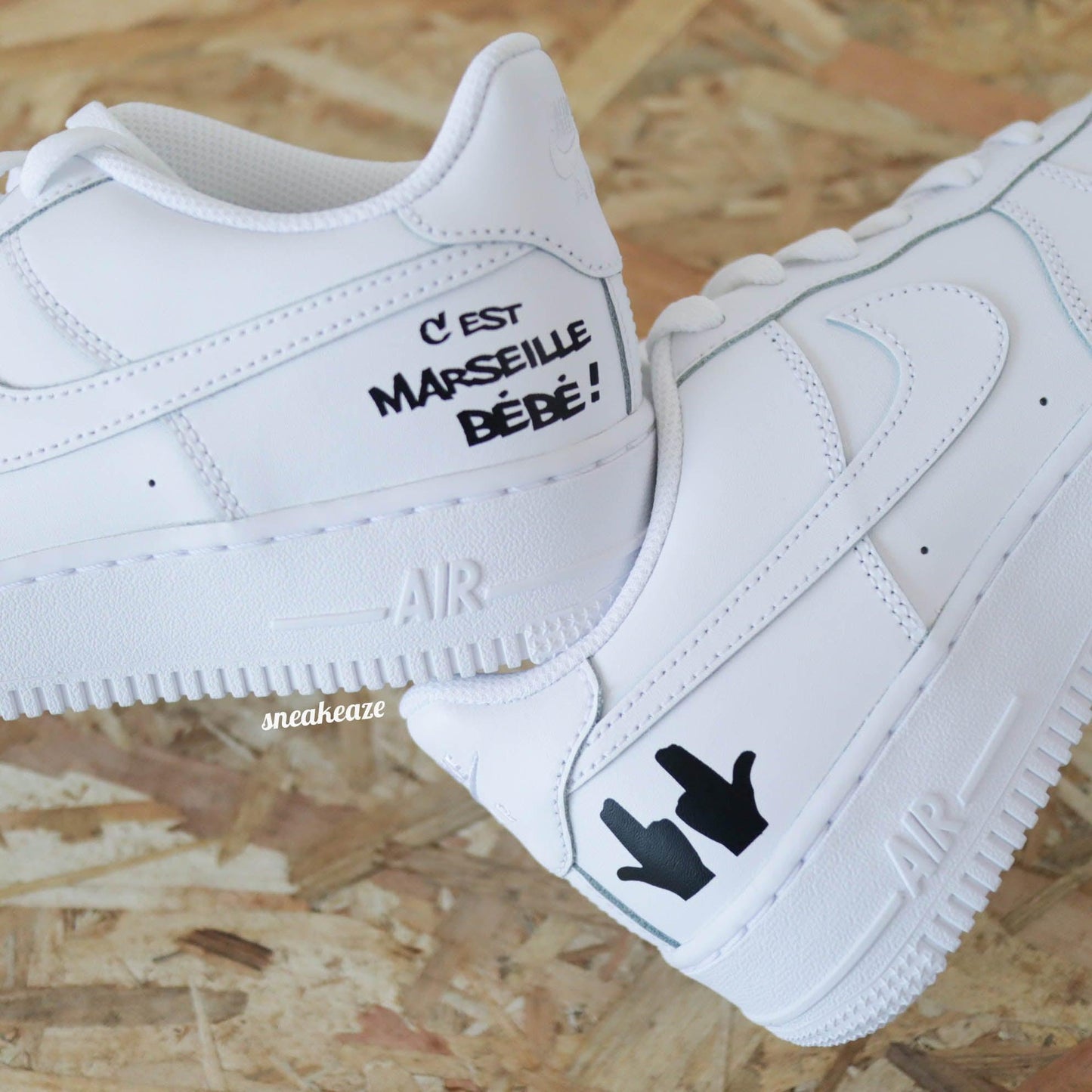 Baskets nike customs air force 1 c'est marseille bébé Jul bande organisée sneakeaze customs rap skz