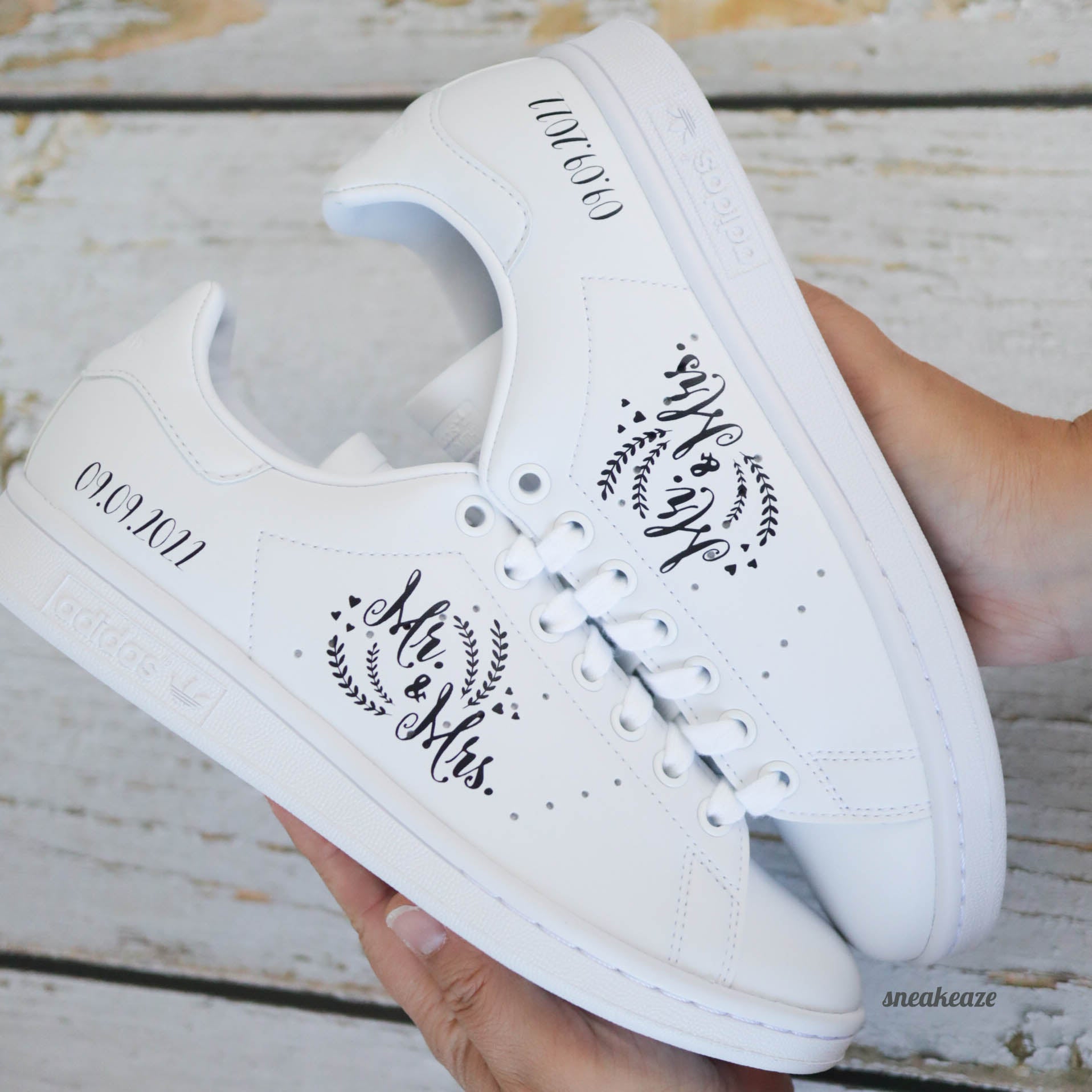 Stickers Chaussures Mariage Just Married Personnalisé Des Baskets