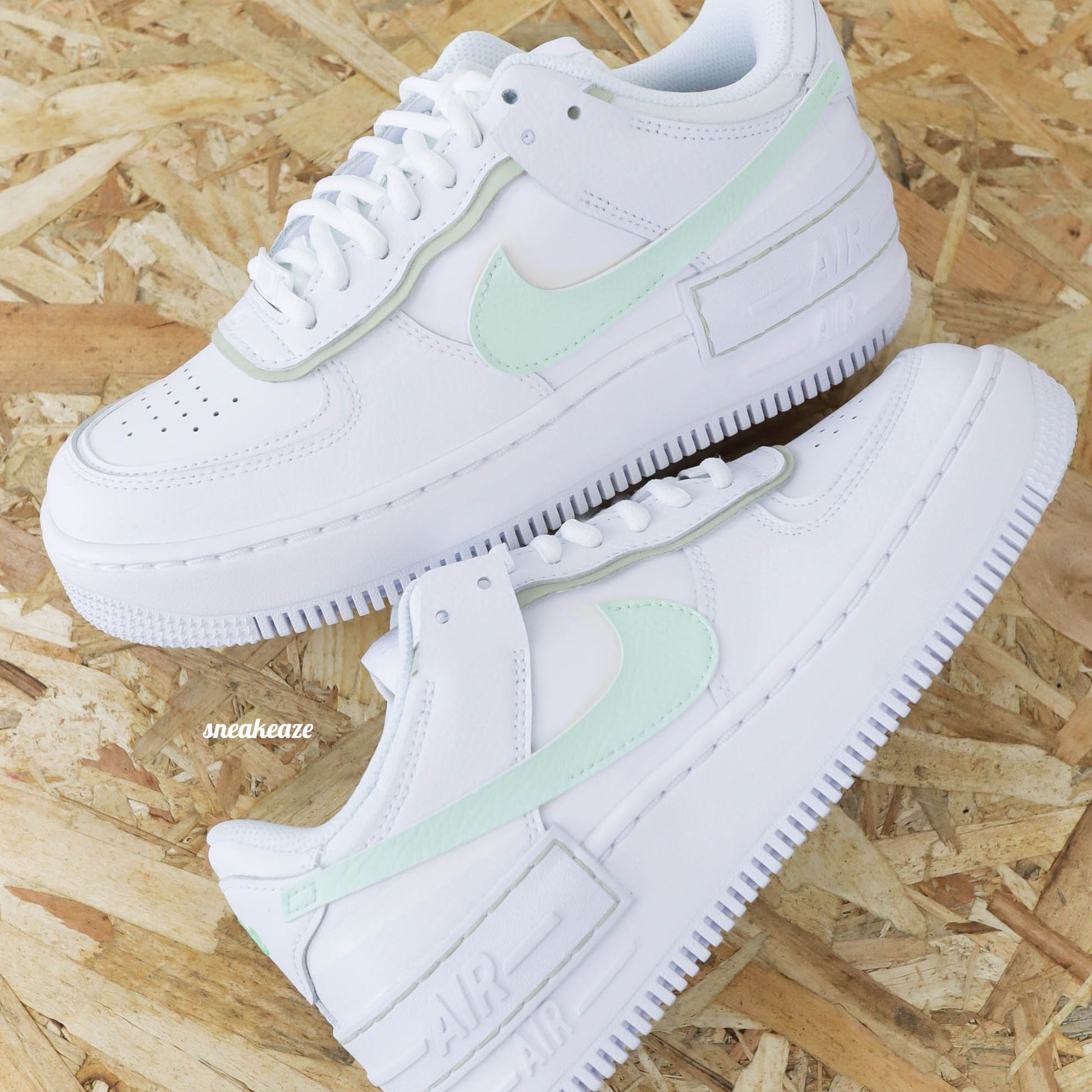 nike air force 1 custom pastel sneakers femme af1 baskets personnalisées vert menthe 