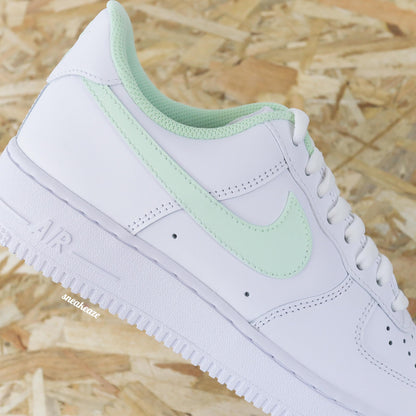 baskets nike air force 1 custom swoosh pastel color menthe sneakeaze customs skz