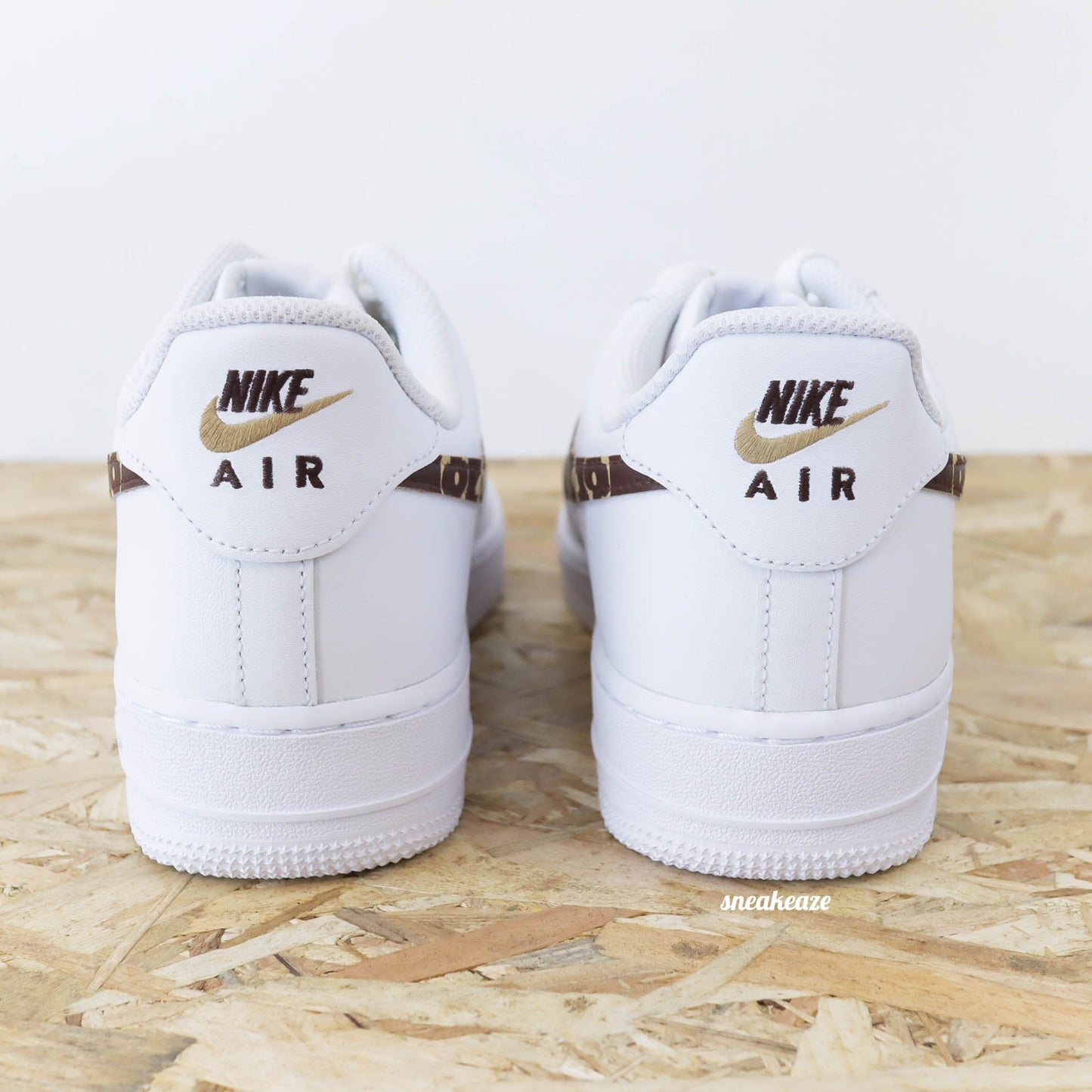 nike air force 1 custom lv louis vuitton beige hype luxe sneakers af1 sneakeaze luxury brand