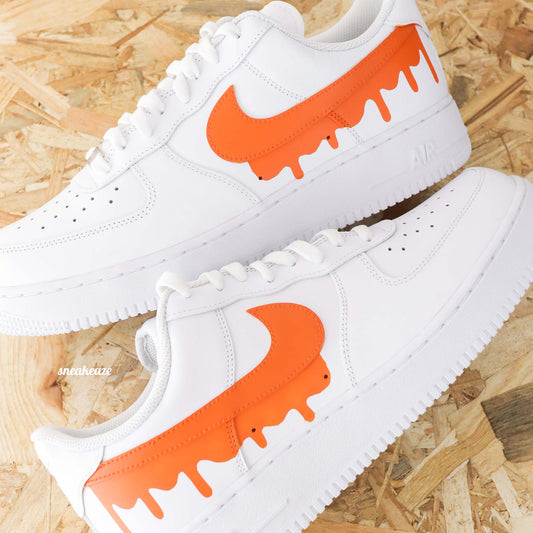 nike air force 1 custom orange sneakers custom nike af1 baskets personnalisées air force femme