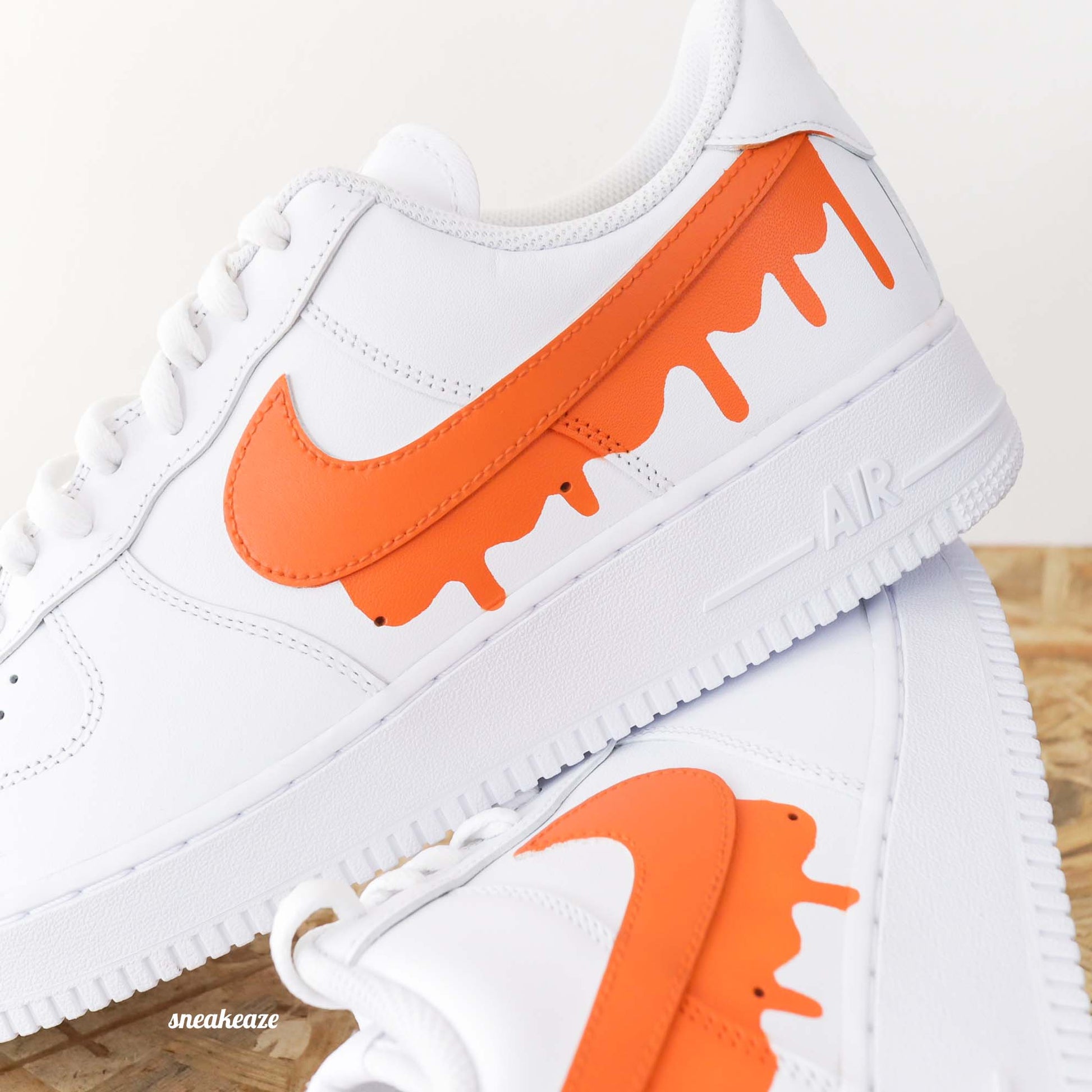 nike air force 1 custom orange sneakers custom nike af1 baskets personnalisées air force femme