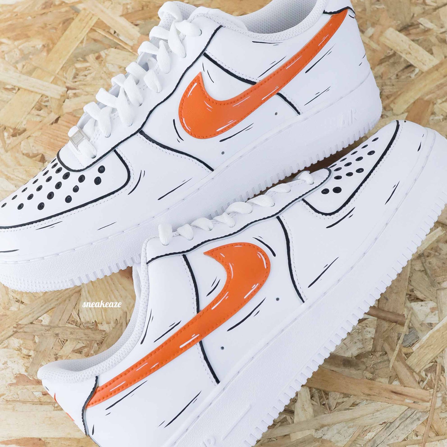 nike air force 1 custom cartoon sketch - sneakers custom pour homme - baskets personnalisées AF1