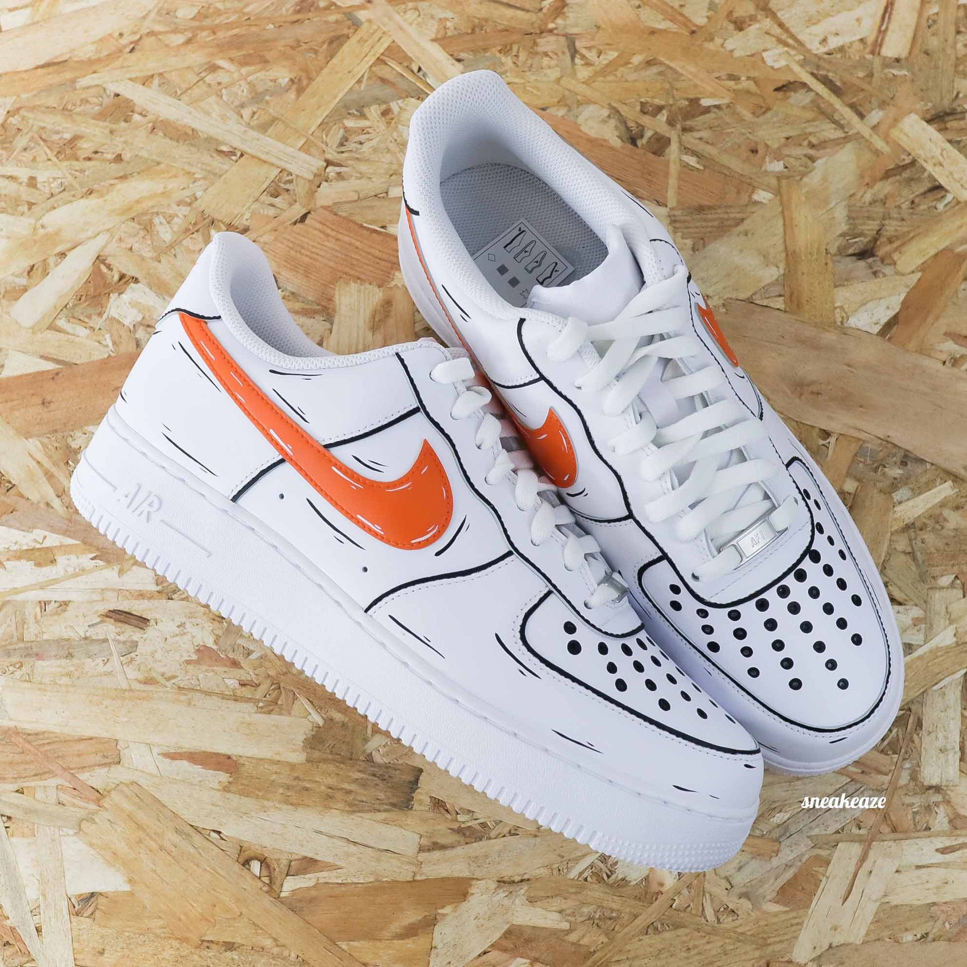 nike air force 1 custom cartoon sketch - sneakers custom pour homme - baskets personnalisées AF1