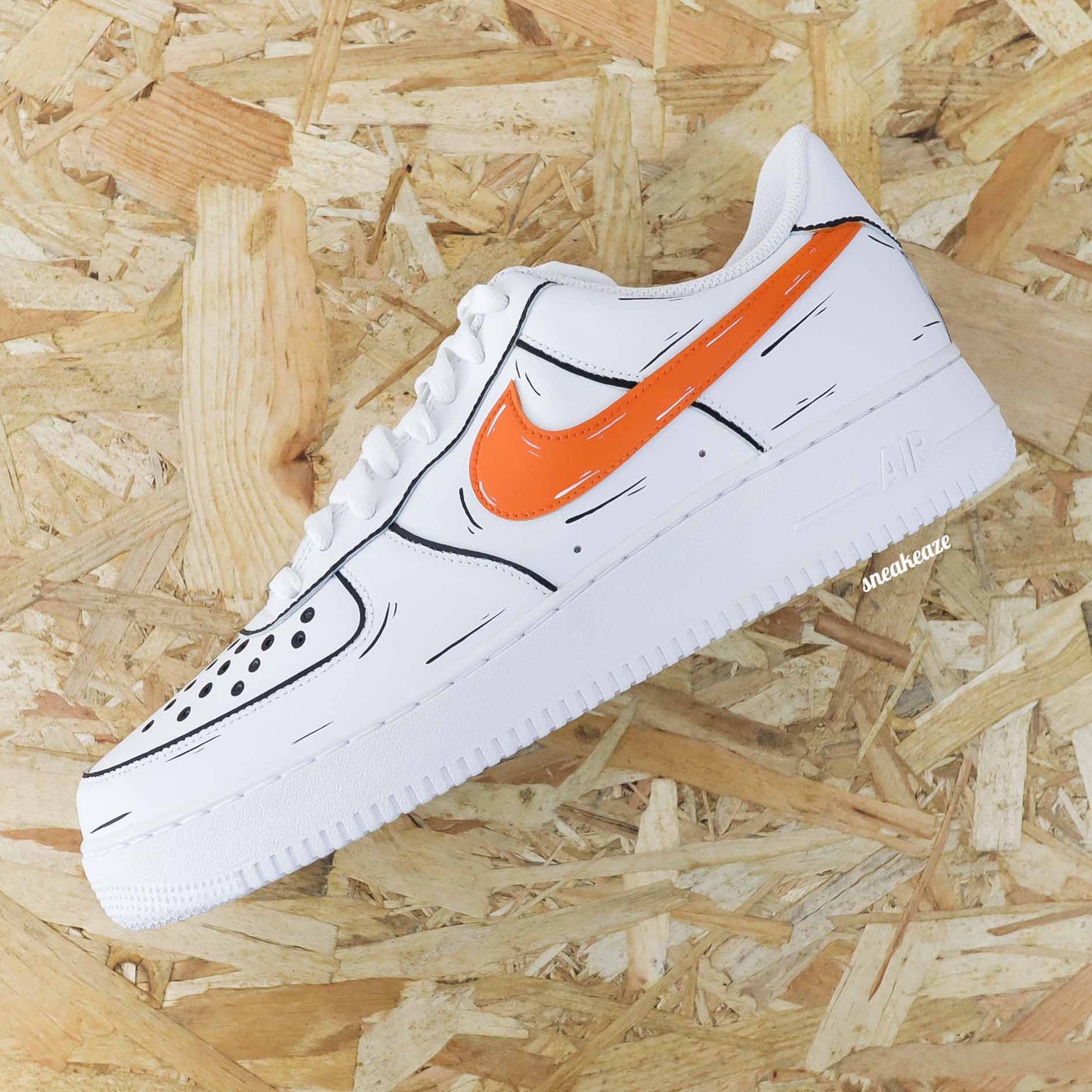 nike air force 1 custom cartoon sketch - sneakers custom pour homme - baskets personnalisées AF1