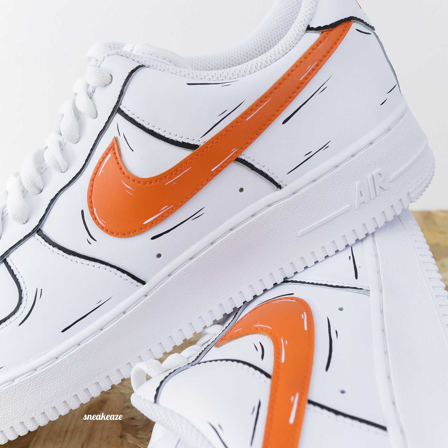 nike air force 1 custom cartoon sketch - sneakers custom pour homme - baskets personnalisées AF1