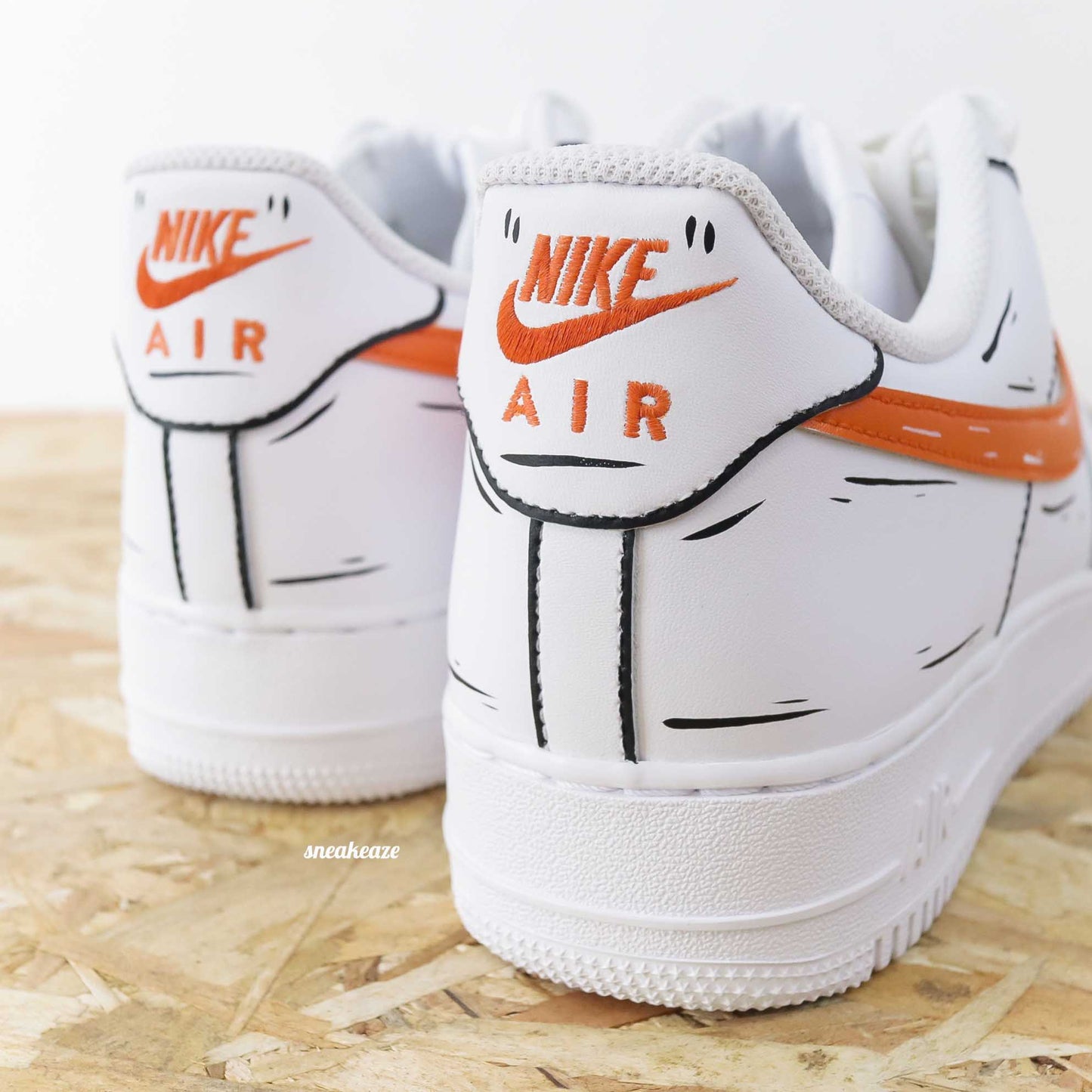 nike air force 1 custom cartoon sketch - sneakers custom pour homme - baskets personnalisées AF1