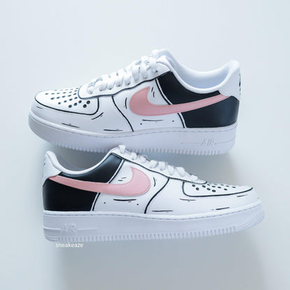 Nike Air Force 1 custom Sketch - Black/Pink - SNEAKEAZE CUSTOMS skz