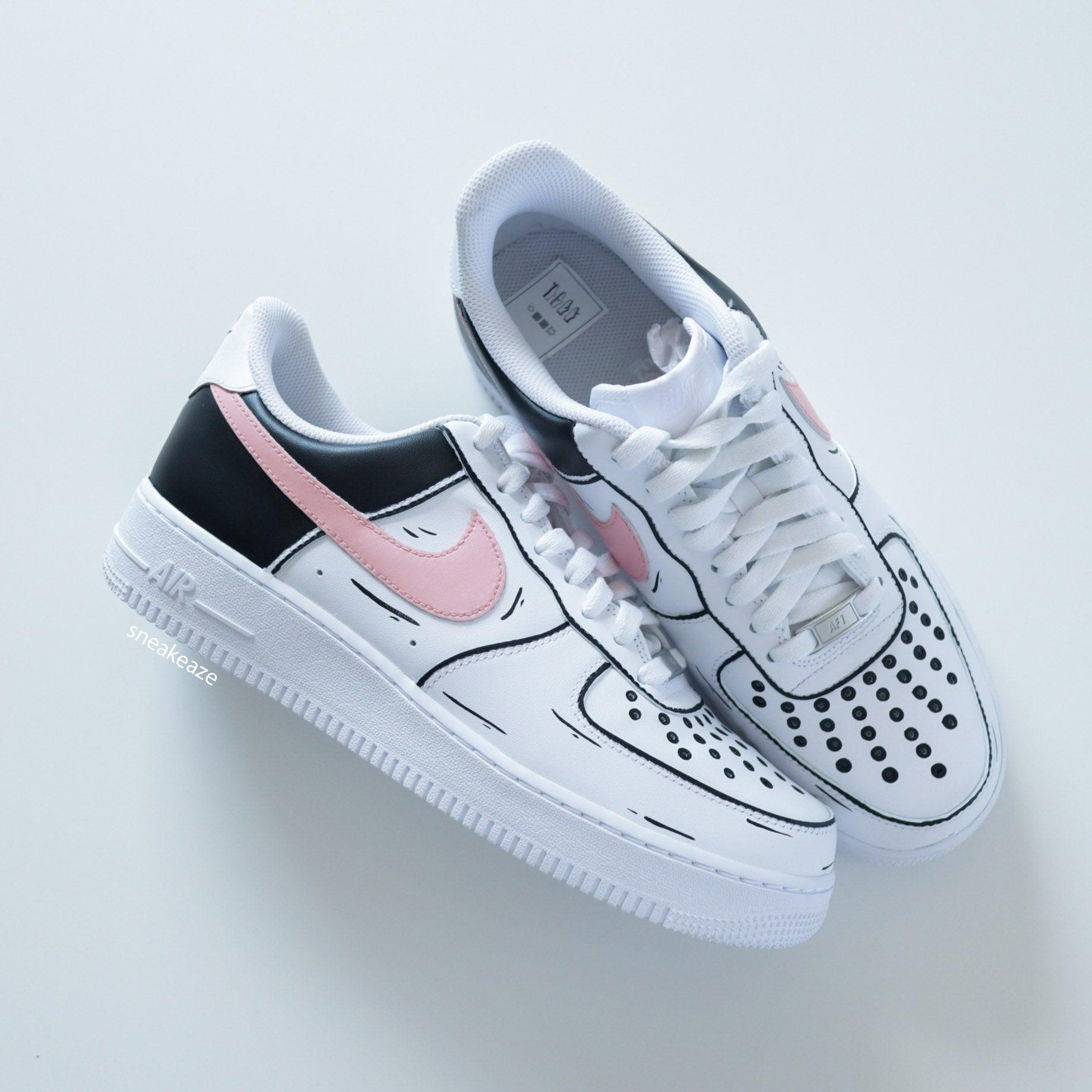 Nike Air Force 1 custom Sketch - Black/Pink - SNEAKEAZE CUSTOMS skz