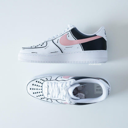 Nike Air Force 1 custom Sketch - Black/Pink - SNEAKEAZE CUSTOMS skz