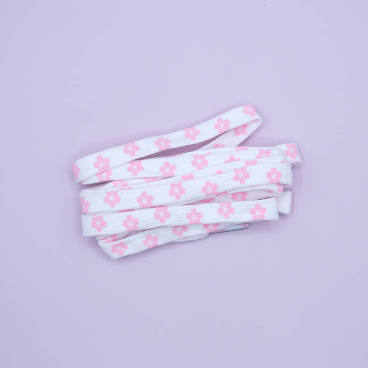 Accessoire pour baskets AF1 air force 1 nike stan smith adidas Lacets plats - Sakura Cherry blossom blanc et rose sneakeaze custom skz